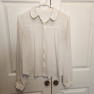 White Chiffon Button-Up Blouse